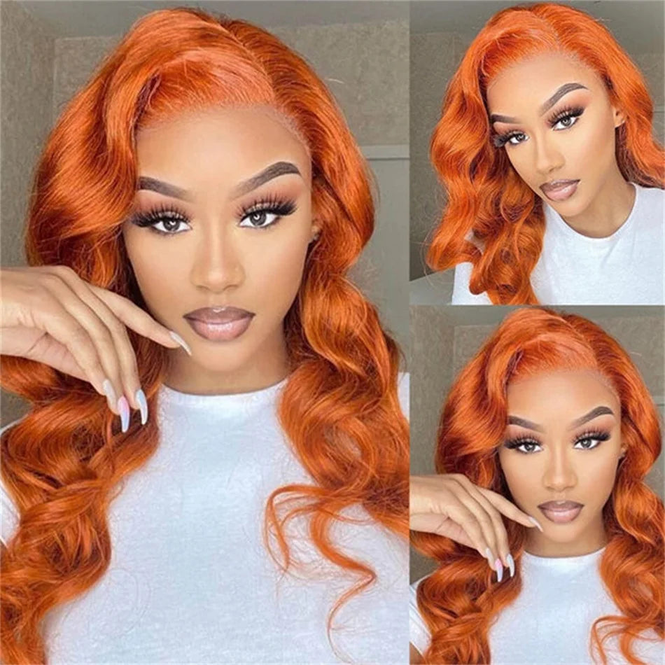 HD 13X6 Orange Ginger Lace Front Wig 100% Human Hair 13x4 Body Wave Lace Frontal Wig Pre Plucked Colored Human Hair Wig On Sale