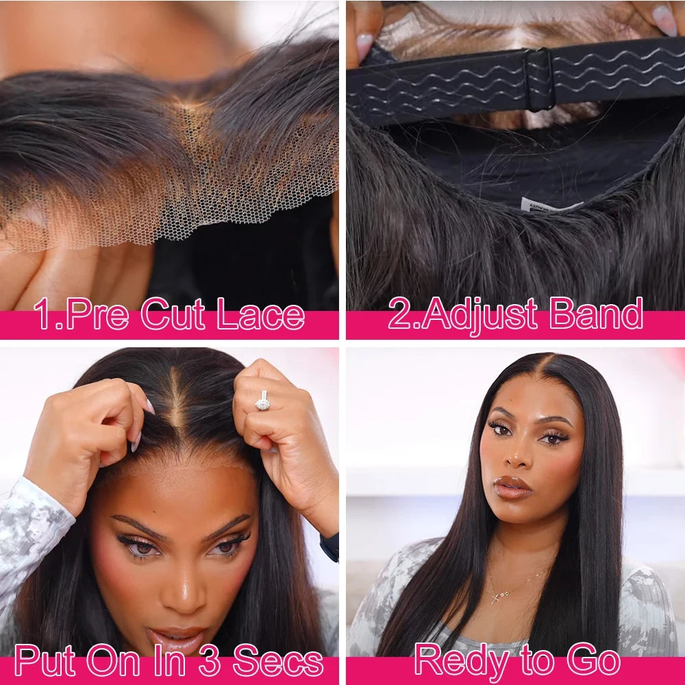 Bone Straight Glueless Wig 100% Human Hair 250 Density Human Hair Wigs For Women Pre cut Lace Glueless 6X6 Lace Wig Wear an Go