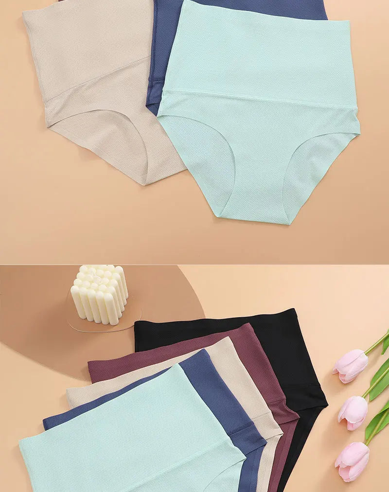 FINETOO Plus Size Breathable Underwear Seamless High Waist Panties Women's Abdomen Hip Lift Briefs Body Shaping Lingerie Pants
