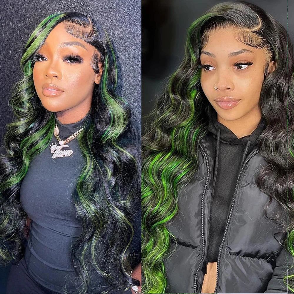 Pink Highlight Colored Lace Front Wig Synthetic Glueless Loose Wave Pre Plucked 13x4 HD Transparent Lace Frontal Wigs For Women