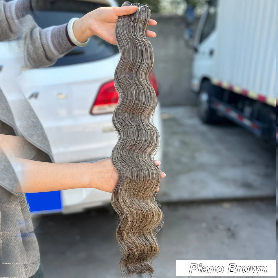 30Inches Red Burgundy High Temperature Soft Sliver White 613 Natural Fiber Hair Extensions GREY Bio Body Wave Hair Weave Bundles