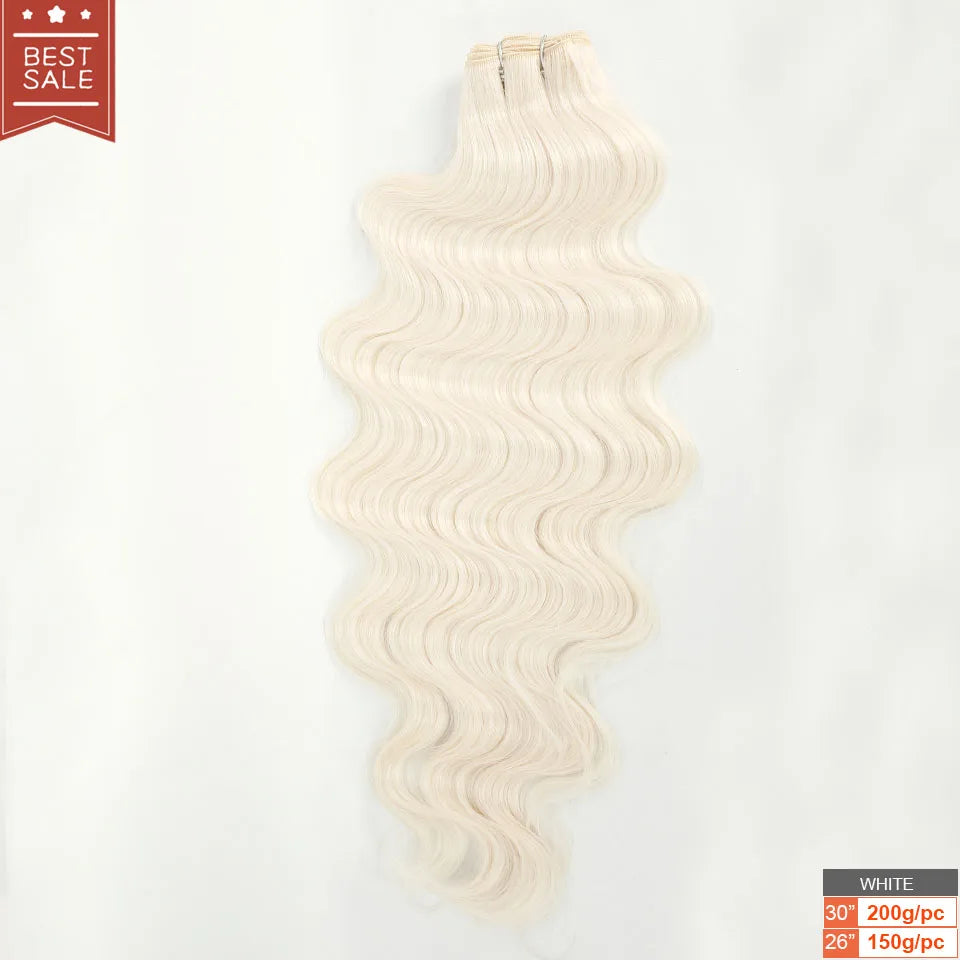 Magicae Brown Body Wave 30Inches 200g Hair Bundles Blond 27/613 White 60# Soft High Synthetic Hair Weave Ombre Gray M888 Hair