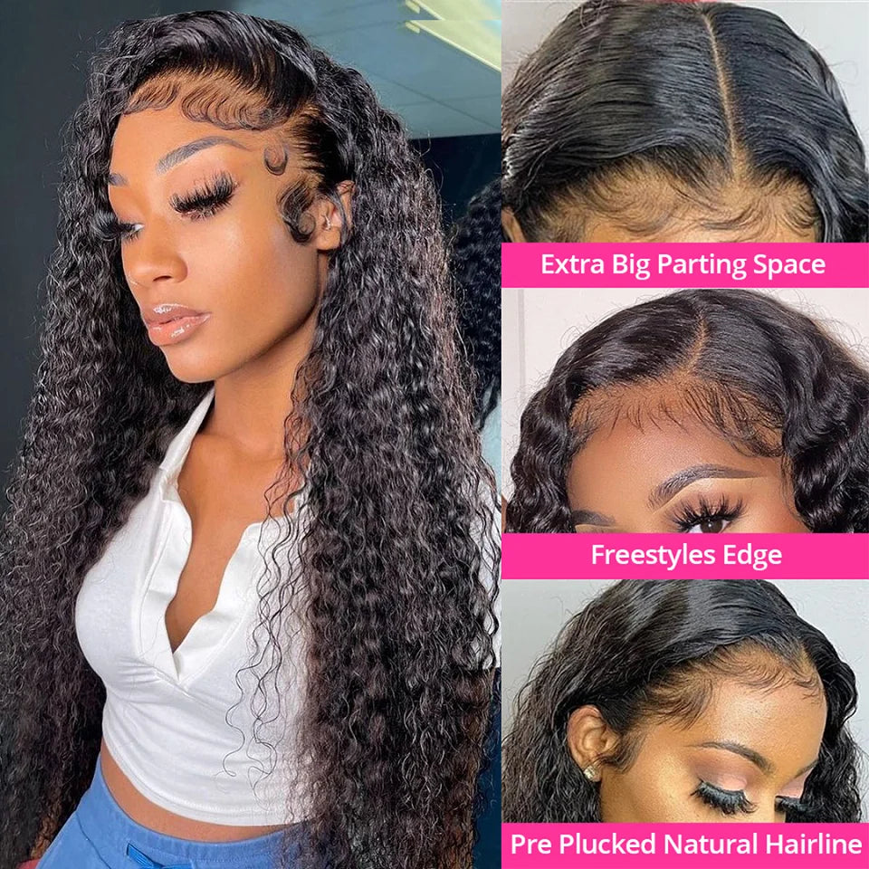 13x4 Lace Front Wig 10-34 Water Wave Lace Closure Wig Glueless Wig Human Hair Easy To Wear Curly HumanHair Wigs For Black Women