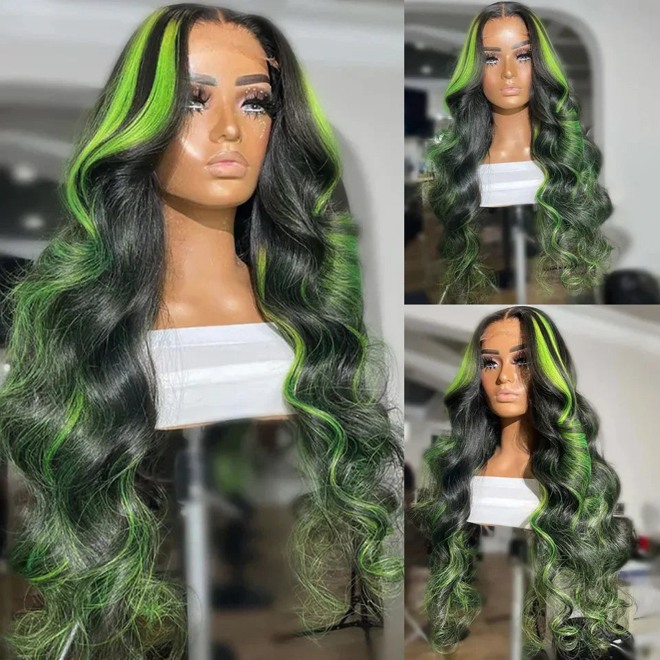 Pink Highlight Colored Lace Front Wig Synthetic Glueless Loose Wave Pre Plucked 13x4 HD Transparent Lace Frontal Wigs For Women