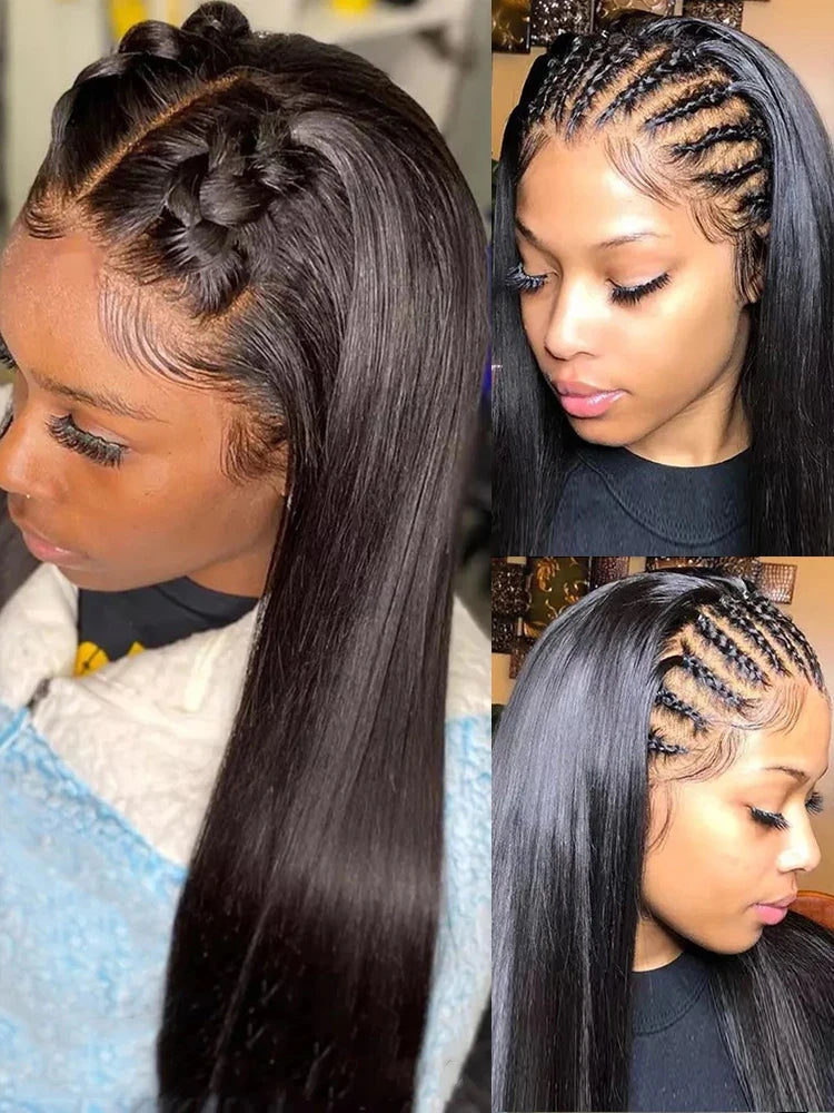 Brazilian Lace Front Wig Bone Straight Human Hair Wigs Pre Plucked Transparent Lace Frontal Wigs For Women On Sale Clearance