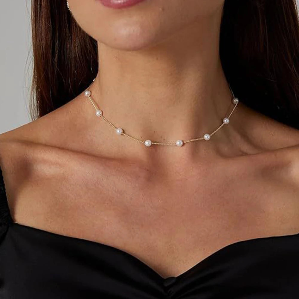 Seulement Natural Freshwater AK Pearl Beaded Necklace for Women 925 Sterling Silver Choker Luxury Neck Accessories Jewelry Gift