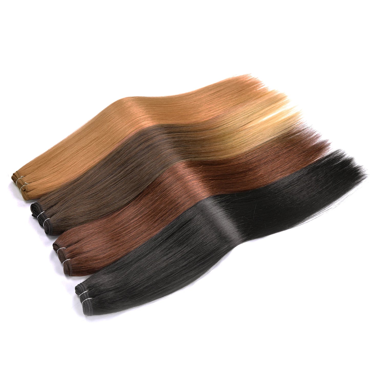 Straight Hair Extensions Synthetic Smooth Ombre Hair Weaving 26 inches brown Synthetic Straight Hair Bundles Full To End