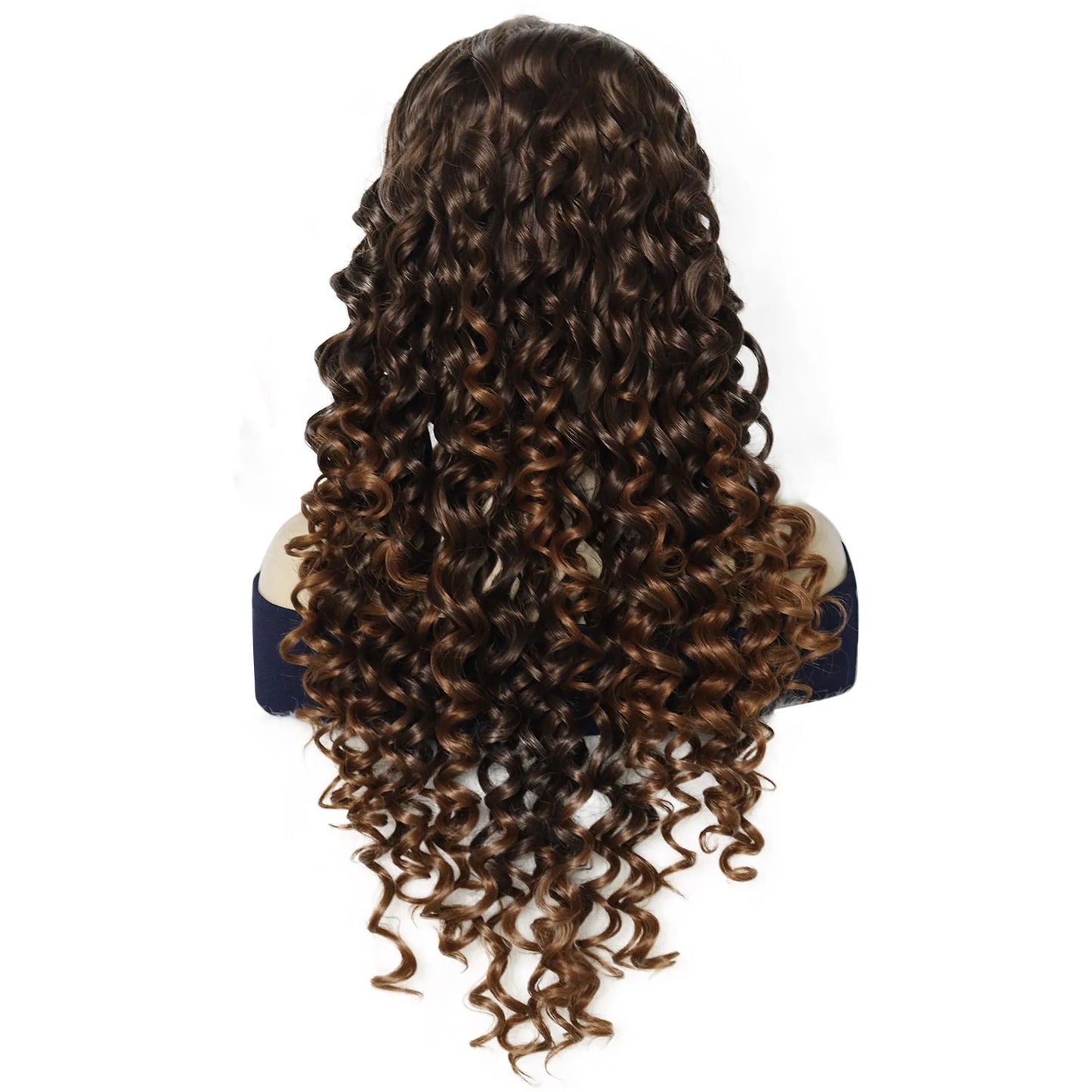 Synthetic 13*2 Lace Wig Brown Curly Hair 24 Inch Length Free Part Lace Front Wig for Fashionable Sexy Women