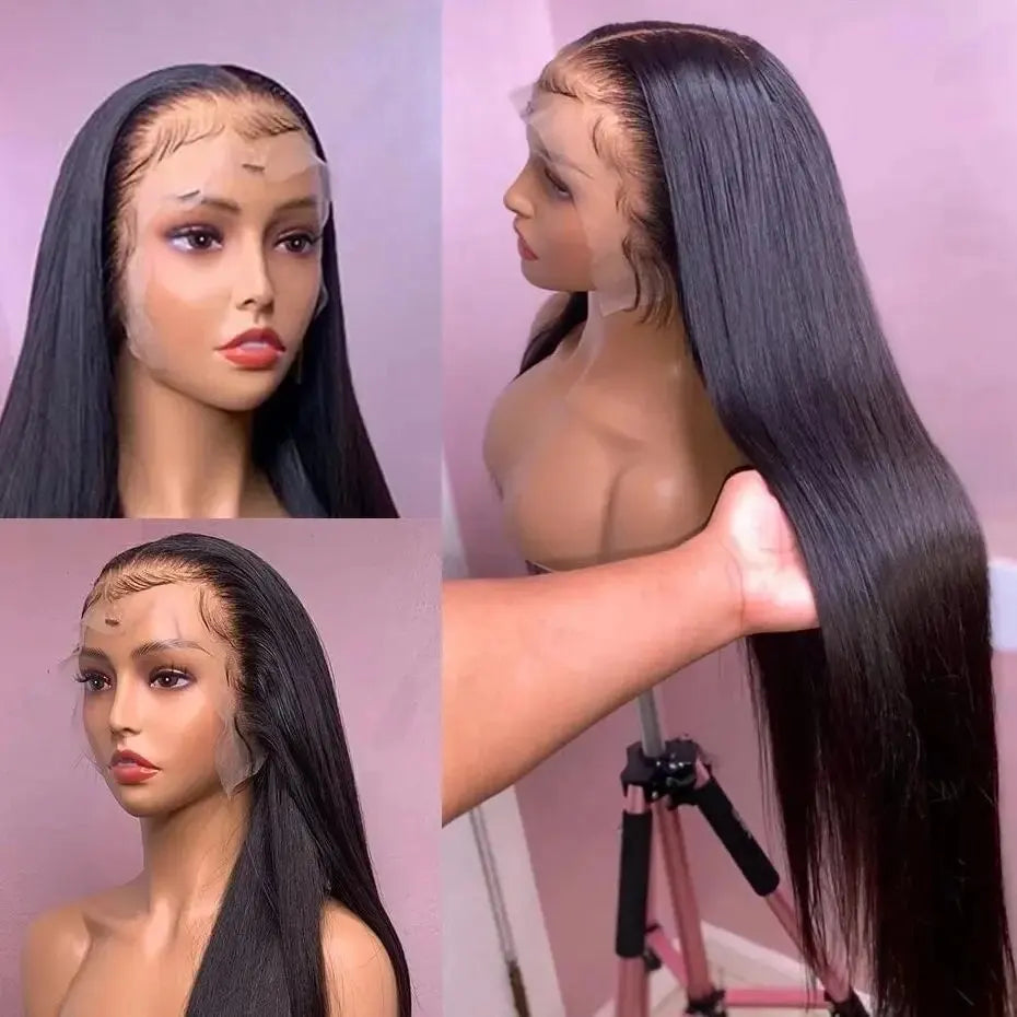 Brazilian Lace Front Wig Bone Straight Human Hair Wigs Pre Plucked Transparent Lace Frontal Wigs For Women On Sale Clearance