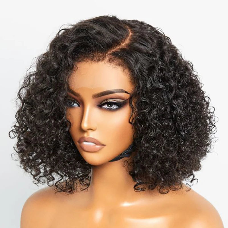 Short Bob Edge Kinky Curly Wig Baby Human Hair Wig 180 pixie cut curly Lace Front Wigs Curly bob Human Hair Lace Frontal Wigs