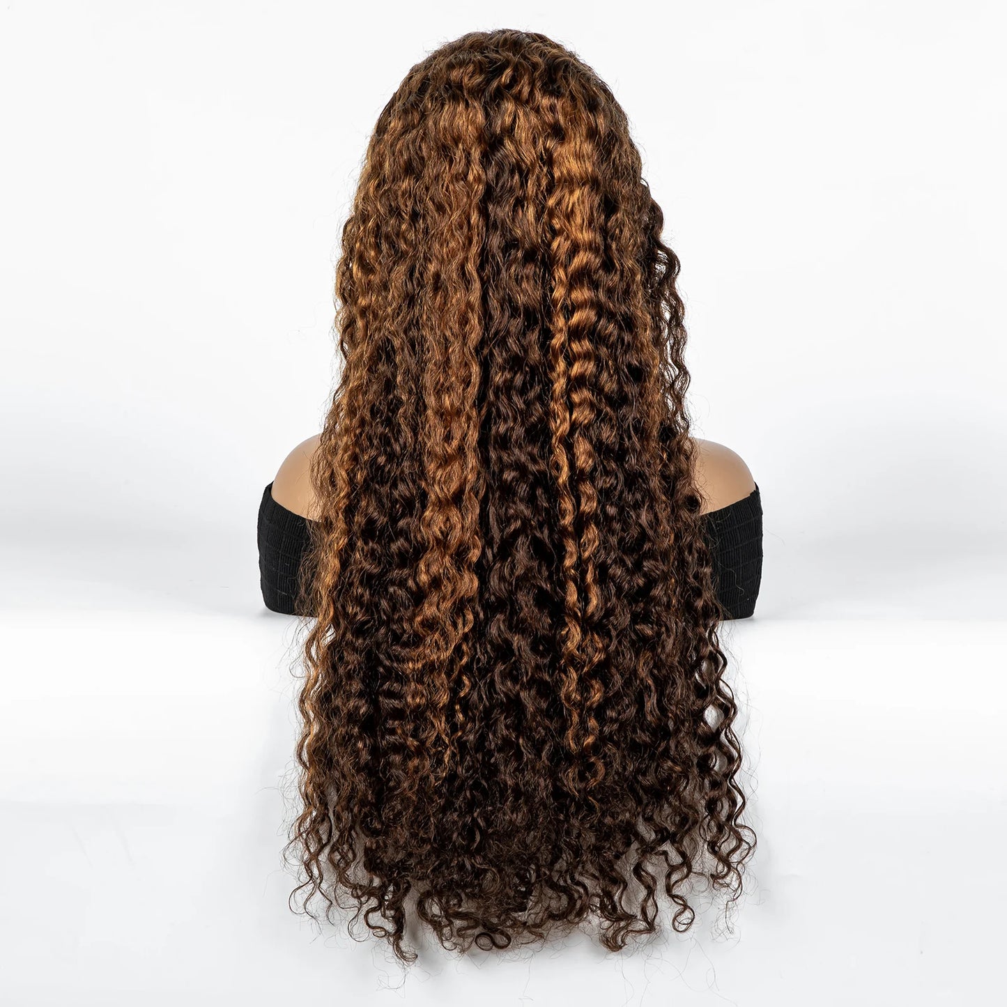 300% Density Ombre 30 Inches Water Wave Wavy Curly Human Hair Wigs 13x4 Transparent Lace Frontal Human Hair Wig for Women