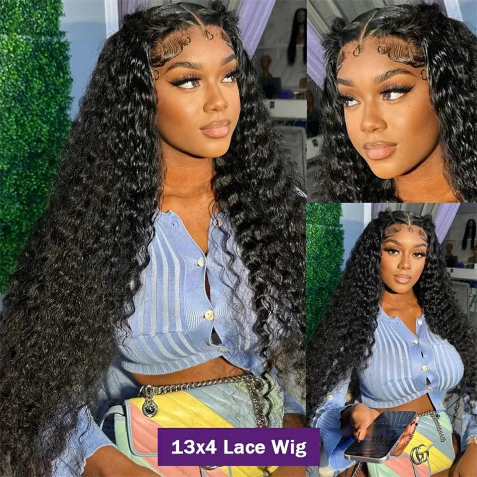 Curly Human Hair Wigs Water Wave Lace Front Wig 13x4 13x6 Lace Frontal Deep Wave Wig 100% Human Hair HD Lace Wigs For Women