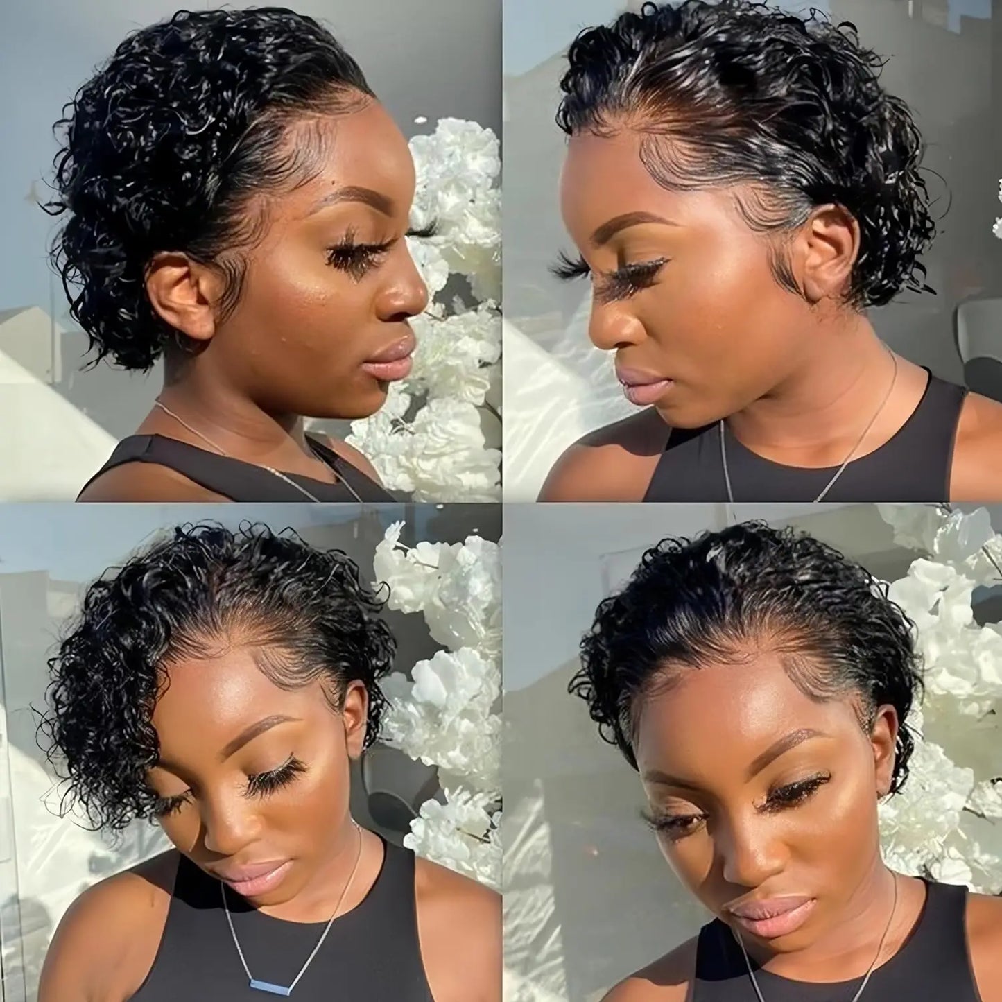 Pixie Cut Wig Curly Human Hair 13x1 Lace Frontal Wigs Human Hair Short Bob Human Hair Wigs 13x4 Lace Front Wigs For Black Women
