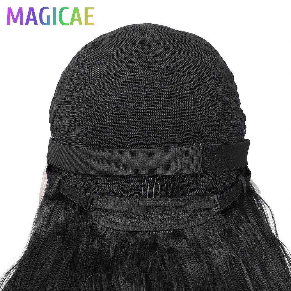 Magicae 13X4 Body Wave Lace Frontal Wigs 30inch Ombre Brown Blond 613# Bio Synthetic Heat Resistant Transparent Frontal Wigs