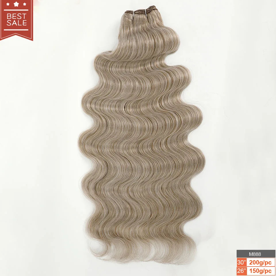 Magicae Brown Body Wave 30Inches 200g Hair Bundles Blond 27/613 White 60# Soft High Synthetic Hair Weave Ombre Gray M888 Hair