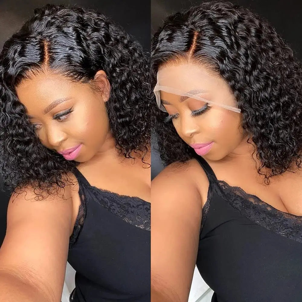 Short Curly Bob Wigs Human Hair 180% Glueless Brazilian Closure Frontal Wigs Without Glue Pre Cut Lace Wigs For Women On Sale