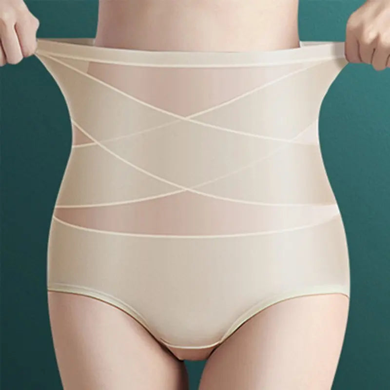Women's highwaisted postpartum silk pants with abdominal lifting and shaping girdle