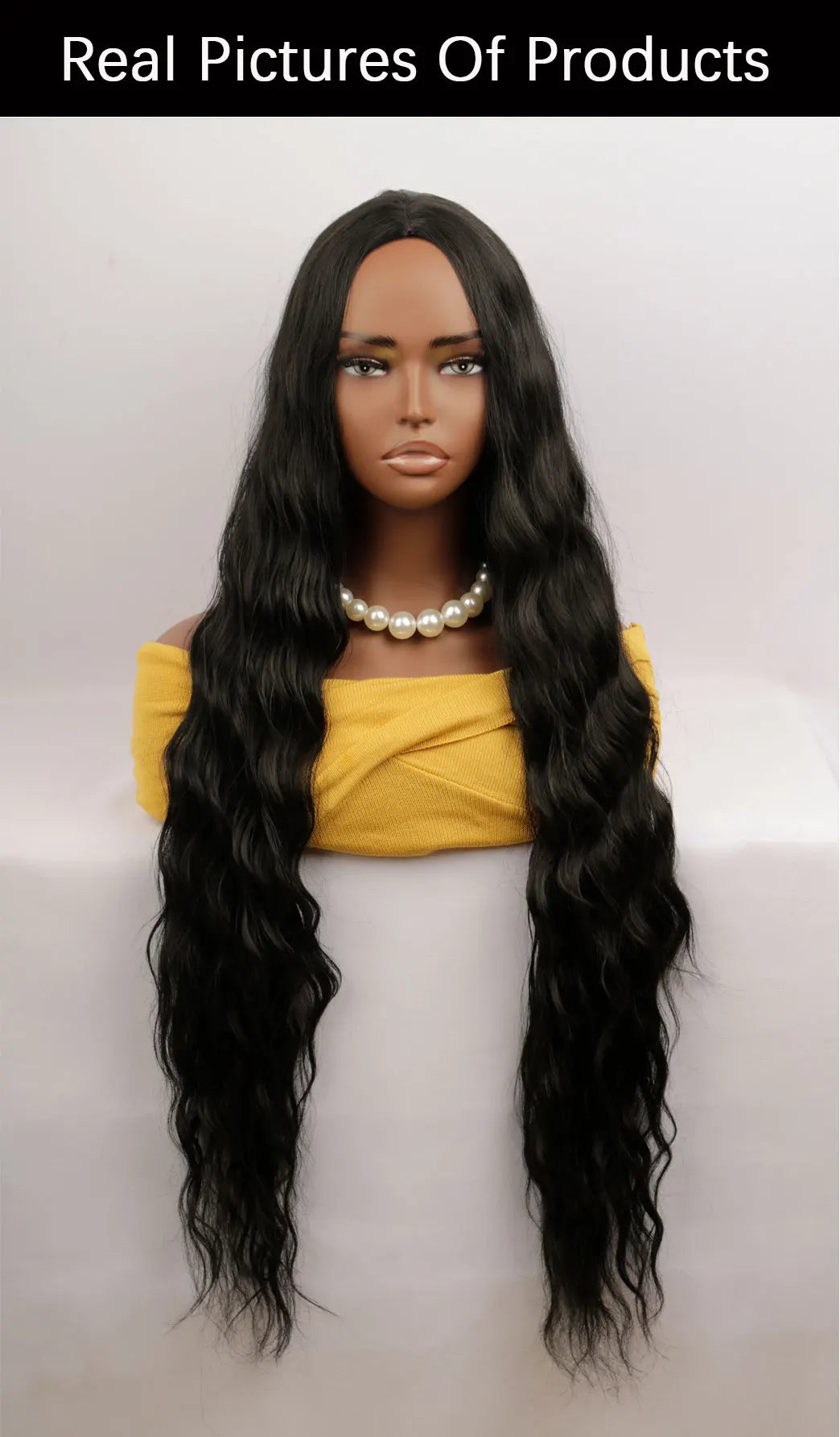 Extro Long Black Deep Wave Wigs 32 Inch Women Stylish Wavy Natural Looking Synthetic Wig for Beginner Friendly Party Cosplay Wig