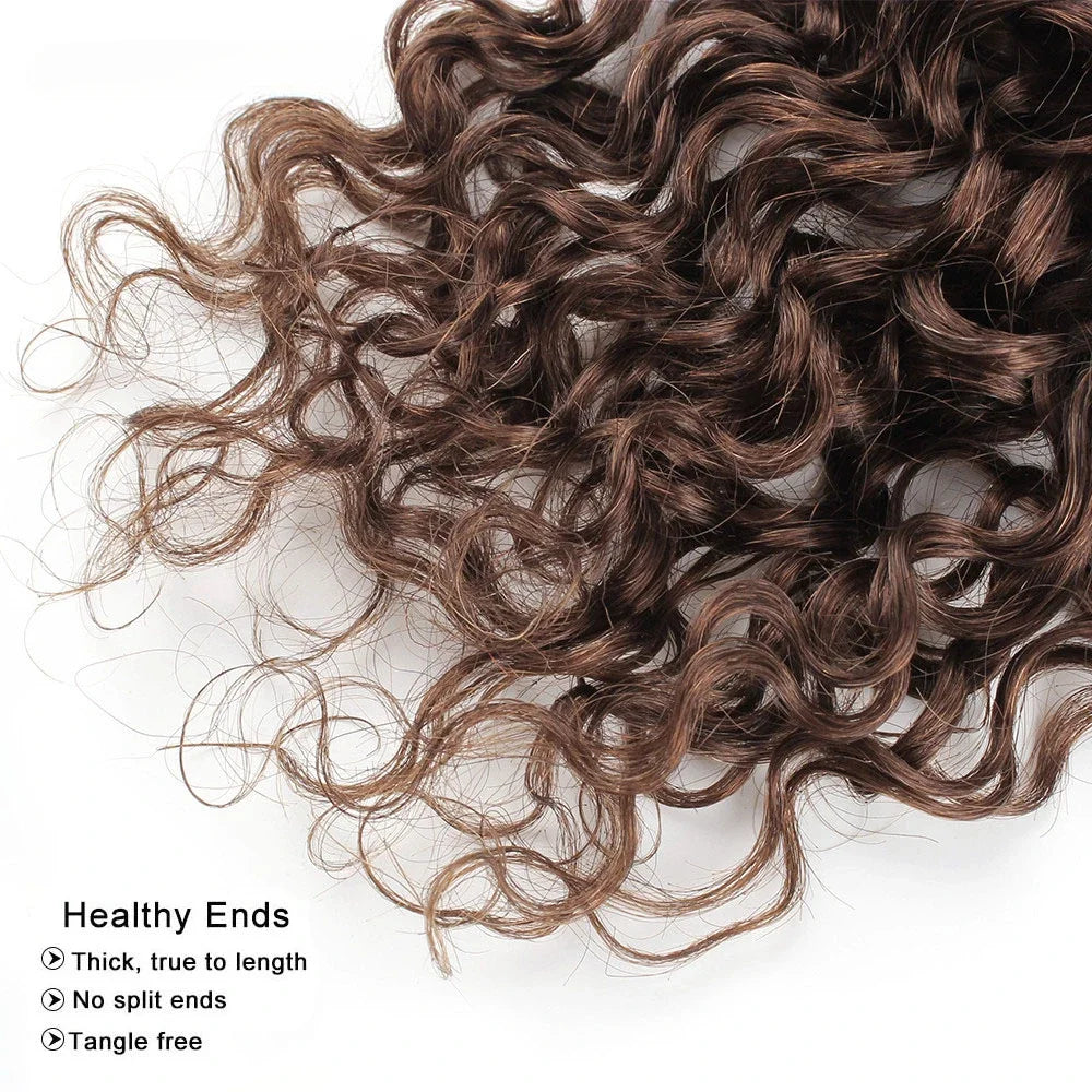 4# Human Hair Bundles Water Curly Human Hair Weave 1 3 4 Bundles Deal Remy Hair Extension for Black Women Chocolate Brown Color