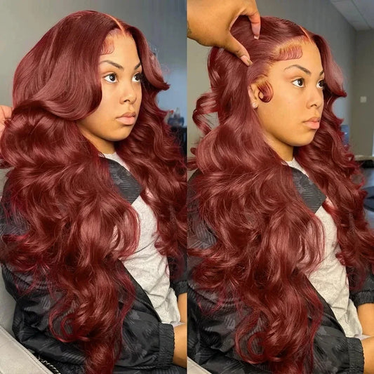 Reddish Brown Body Wave Lace Front Wigs 100% Human Hair 13x6 Lace Frontal Wig Brazilian Pre Plucked 13x4 Dark Red Brown Full Wig