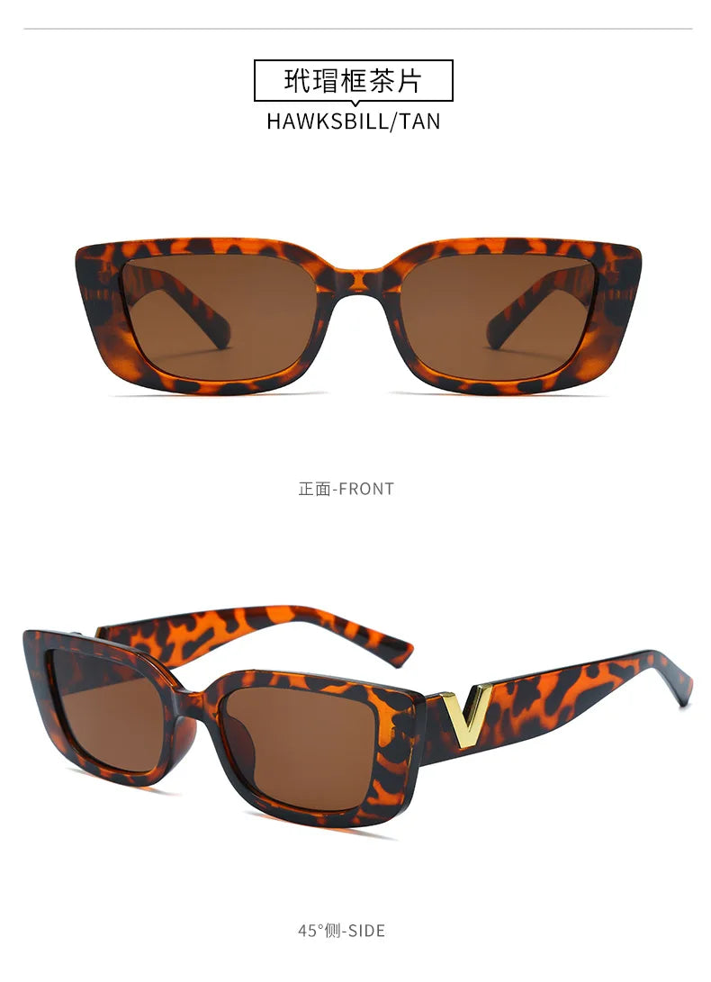 New Small Frame V-Shaped Fashion Sunglasses Women's Brand Designer Square Sun Glasses Women Outdoor Leisure Eyewear UV400