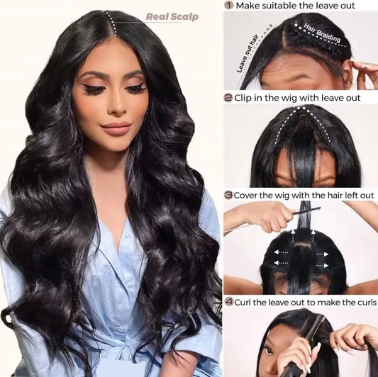 250 Density V Part Wig Human Hair Body Wave Upgrade V Part Wig No Leave Out Glueless V Part Wig Human Hair Wig Remy Hair Daily