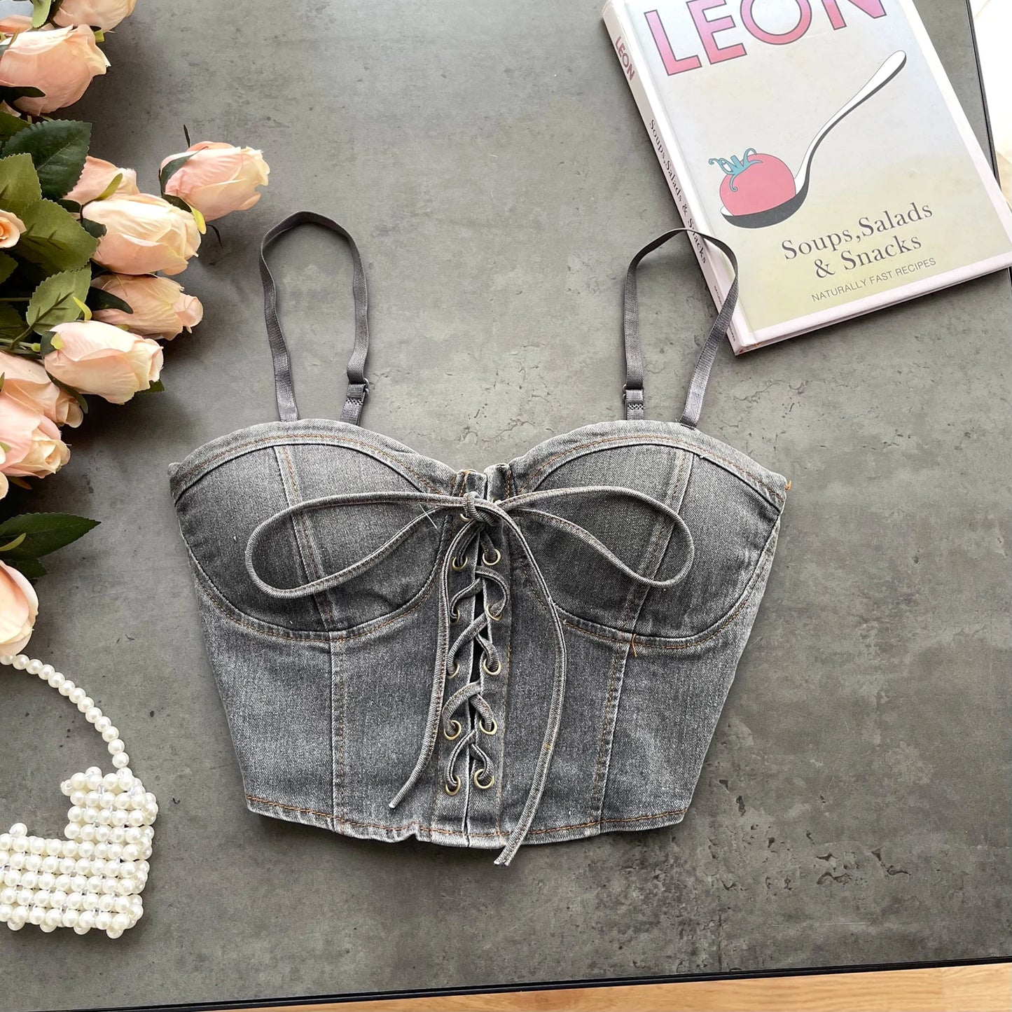 SINGREINY Fashion Women Sexy Denim Camisole Sleeveless Lace Up Skinny Tops 2024 Vintage Backless Elastics Short Streetwear Camis