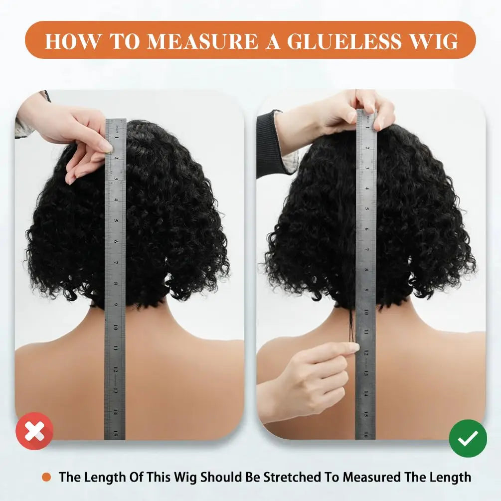 Short Bob Glueless Wigs Deep Wave Glueless Human Hair Ready To Wear 180% Pre Cut Lace 4x4 13x4 Culry Lace Front Human Hair Black