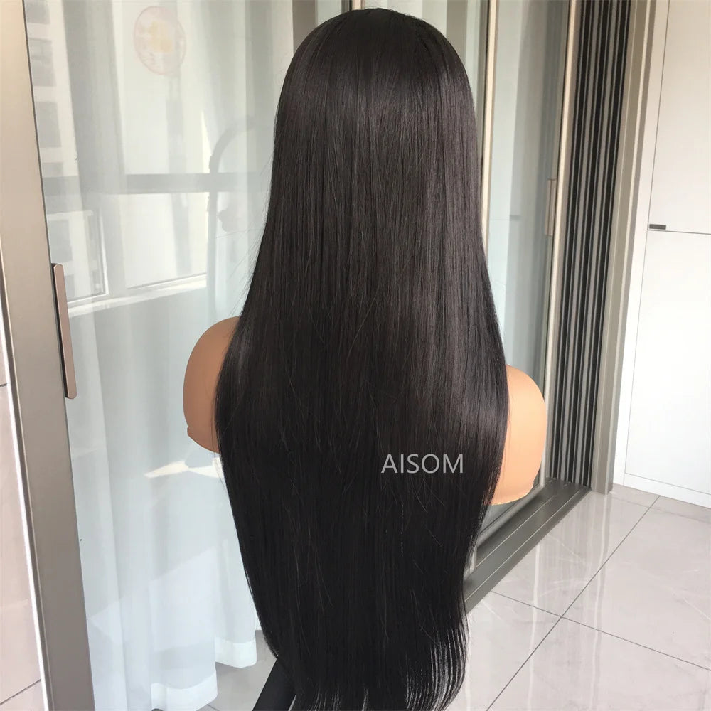Lace Frontal Straight Lace Wigs for Women Synthetic Lace Wig 13x4" Lace Front Wig Black 99J Pre plucked Fiber Wig Daily Use