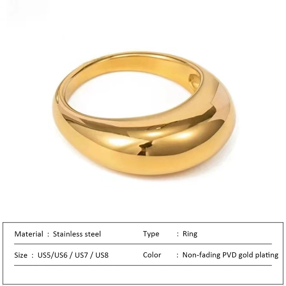 COLALA Waterproof Fashion Simple Stainless Steel Rings for Women Arc Rings Jewellery No fading Geometric Ring Size 5 6 7 8