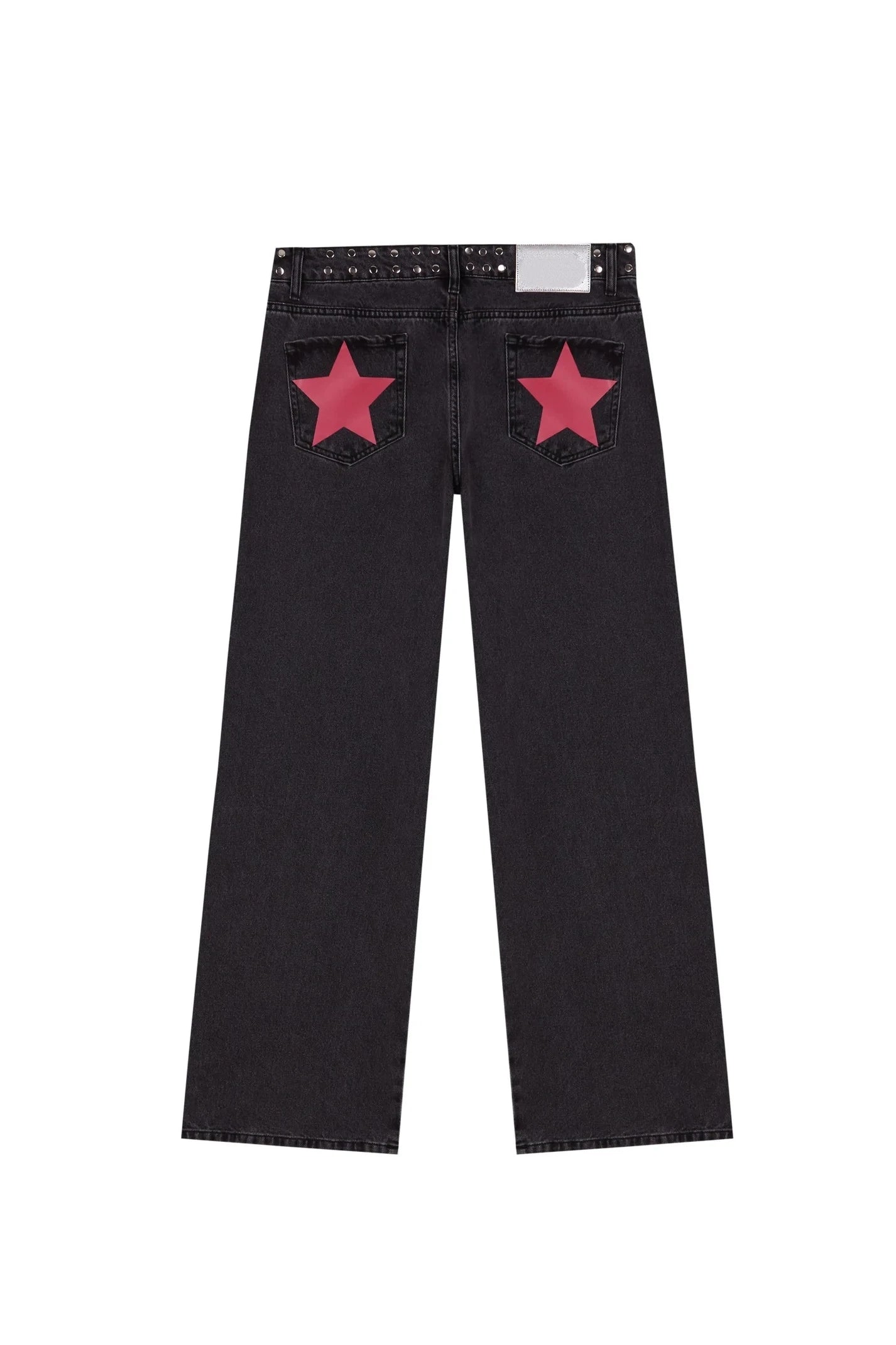 New Fashion Retro Rivet Star Print Baggy Straight Blue Jeans Y2K Women's Simple Classic Wide-leg Jeans Hip-hop Harajuku Jeans