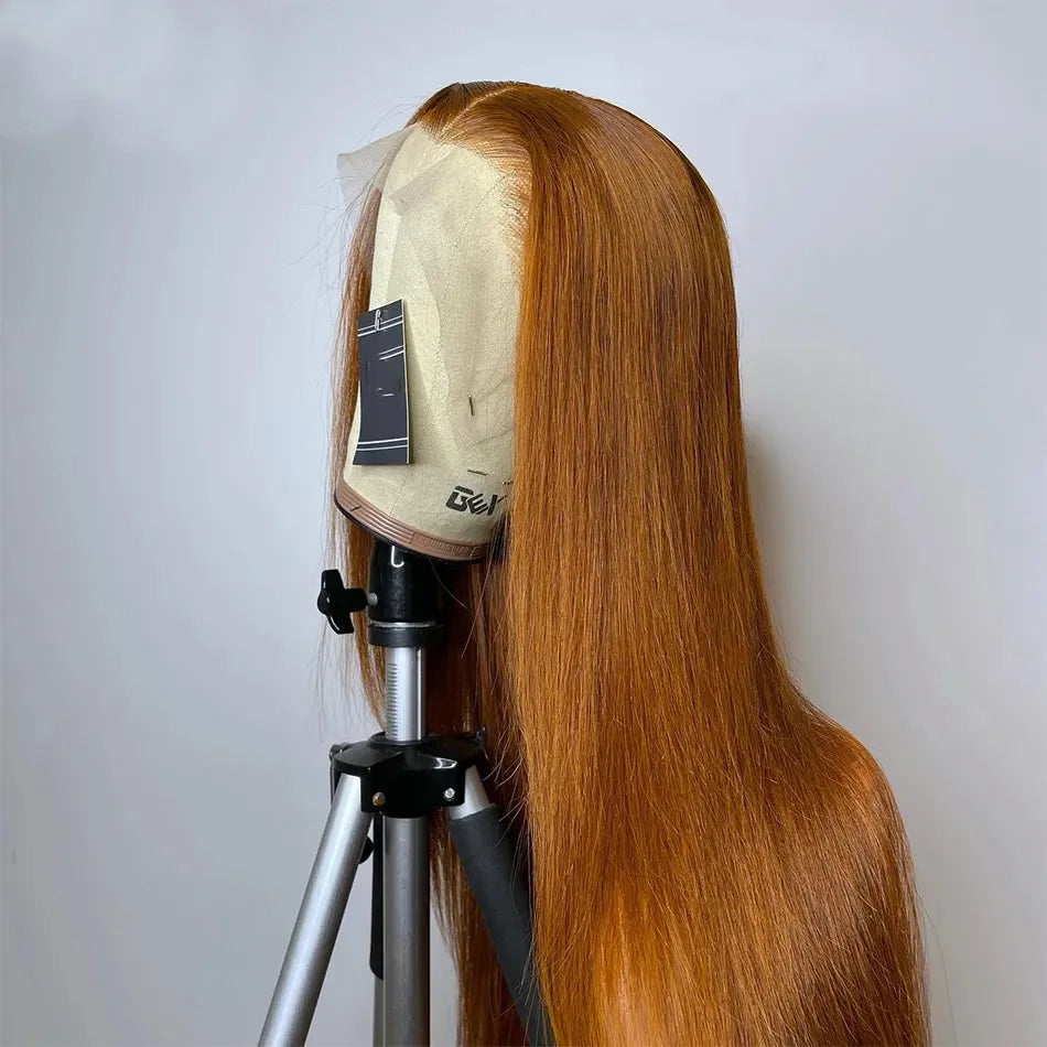 Raw Indian 13x6 HD Transparent Ginger Blonde Colored Lace Front Human Hair Wigs For Women Bone Straight Orange Human Hair Wig