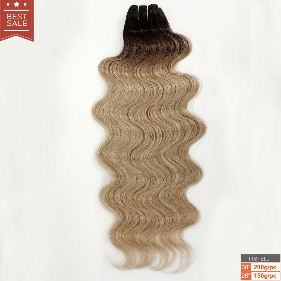Magicae Brown Body Wave 30Inches 200g Hair Bundles Blond 27/613 White 60# Soft High Synthetic Hair Weave Ombre Gray M888 Hair