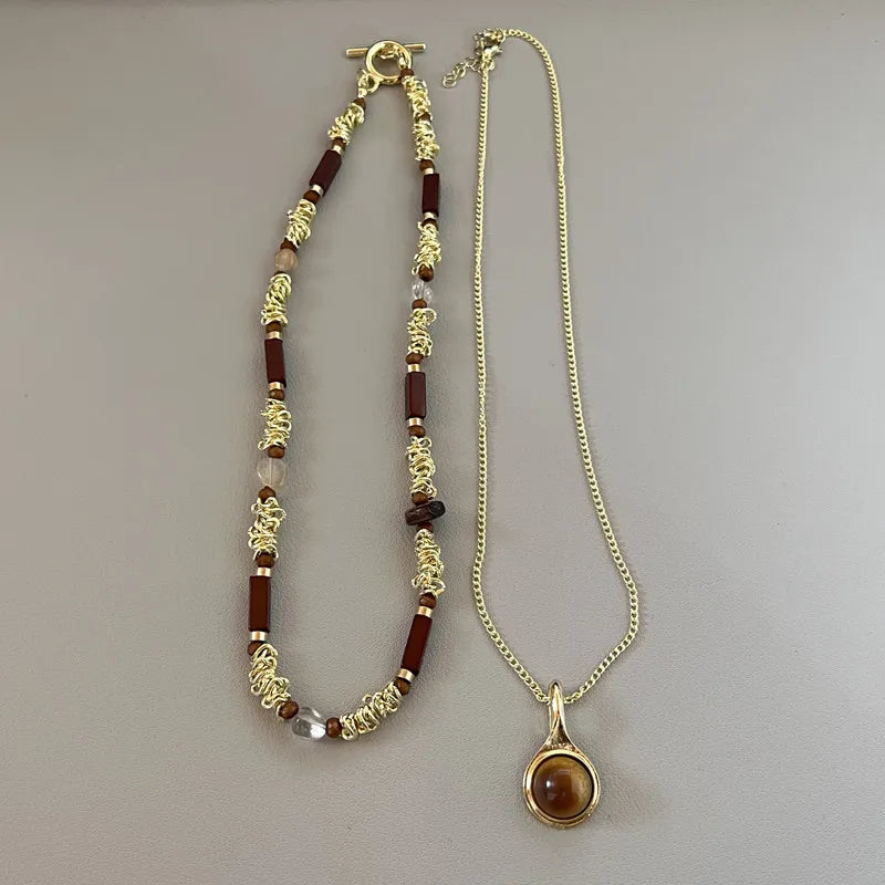 Sun Star Zircon Necklace for Women Vintage Leather Necklace Double Layered Pendant Chain Choker Fashion Jewelry