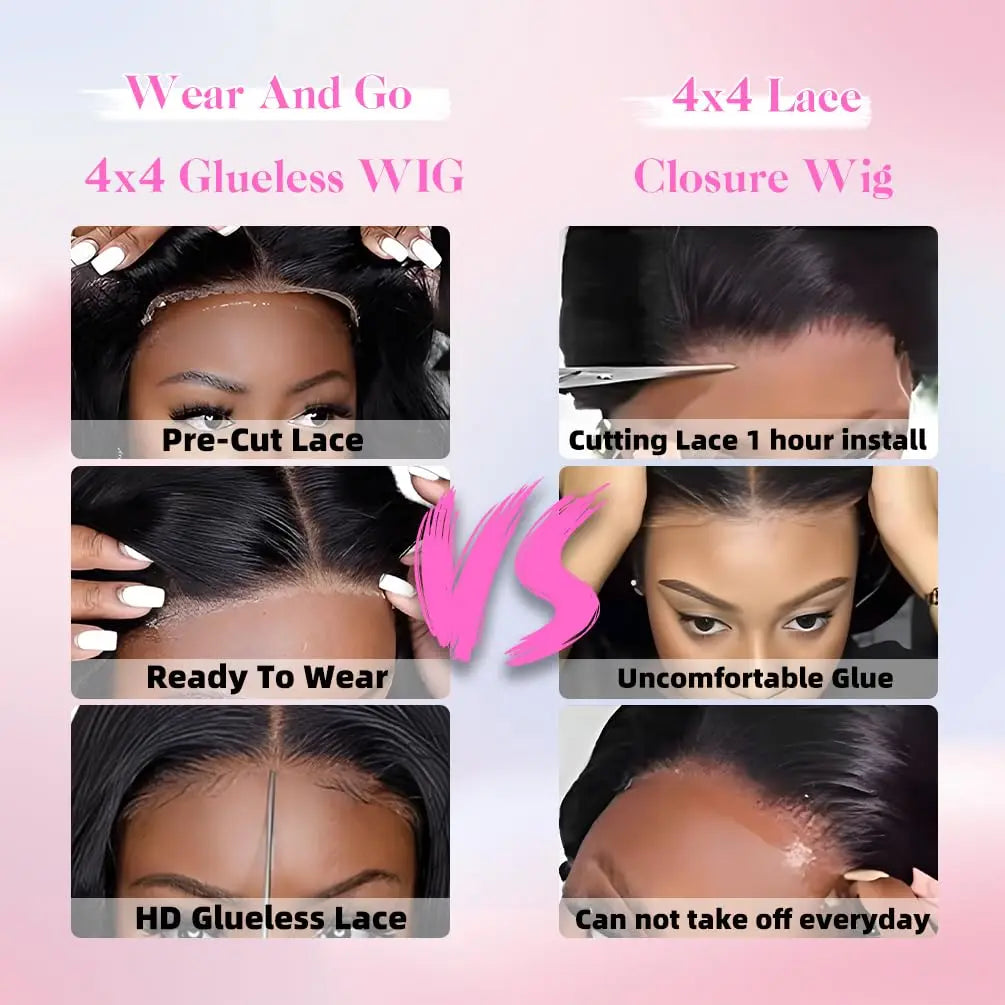 Short Bob Glueless Wigs Deep Wave Glueless Human Hair Ready To Wear 180% Pre Cut Lace 4x4 13x4 Culry Lace Front Human Hair Black