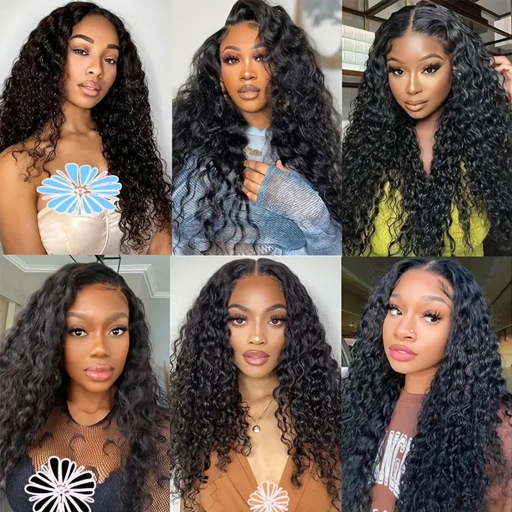 Deep Wave 6x6 Glueless Wig Human Hair Ready To Wear Deep Curly 13x6 Hd Lace Human Hair Wigs  for Black Women 250% Dentisy