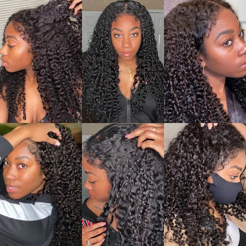 10-34 Inch 4C Edges Baby Hair Lace Wigs Brazilian Curly Human Hair Wig 13x4 Lace Frontal Wigs For Women KInky Curly Glueless Wig