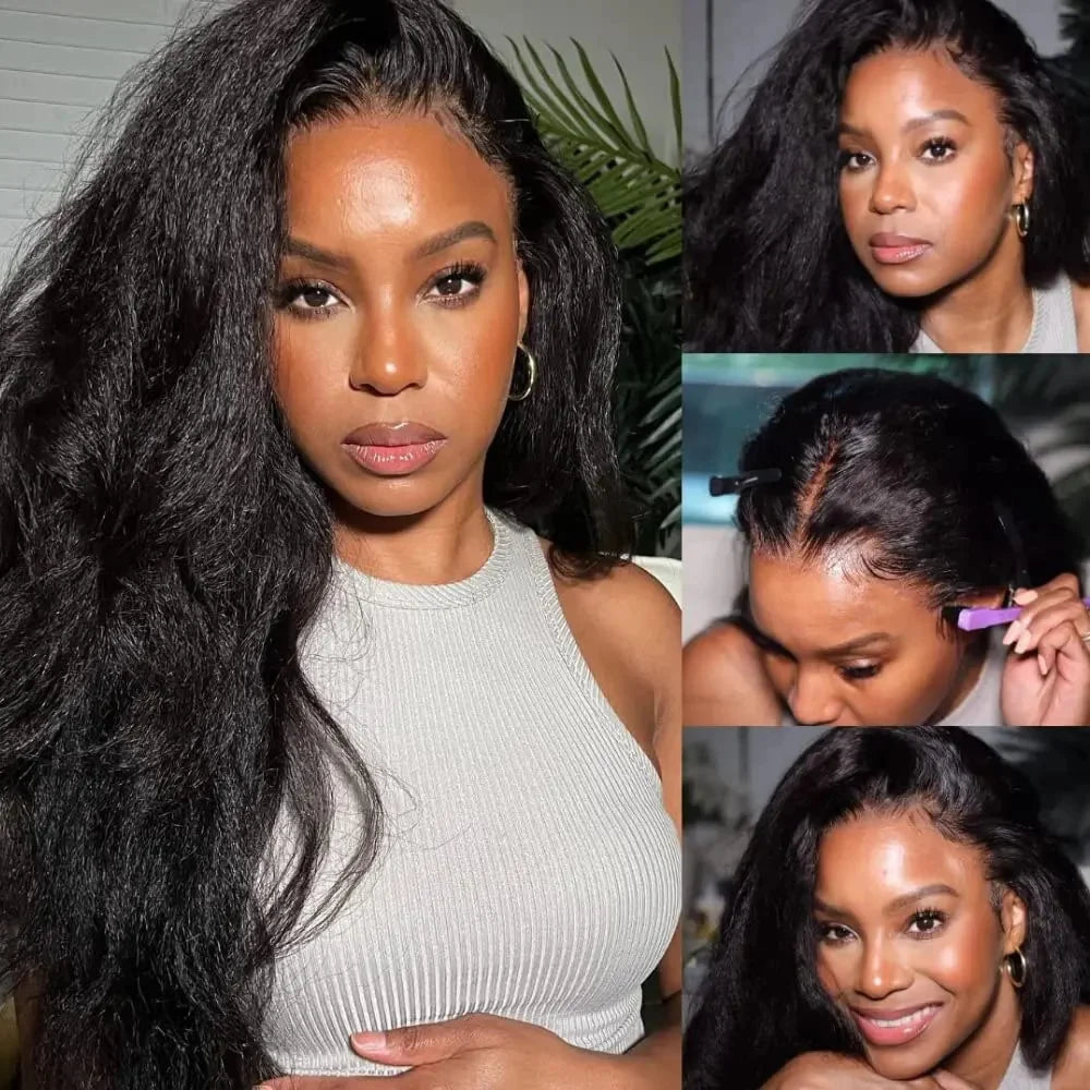 34 Inch 13X4 Transparent Yaki Kinky Straight Lace Front Human Hair Wigs For Women Curly 4X4 Closure Wig Pre Plucked Wig On Sale