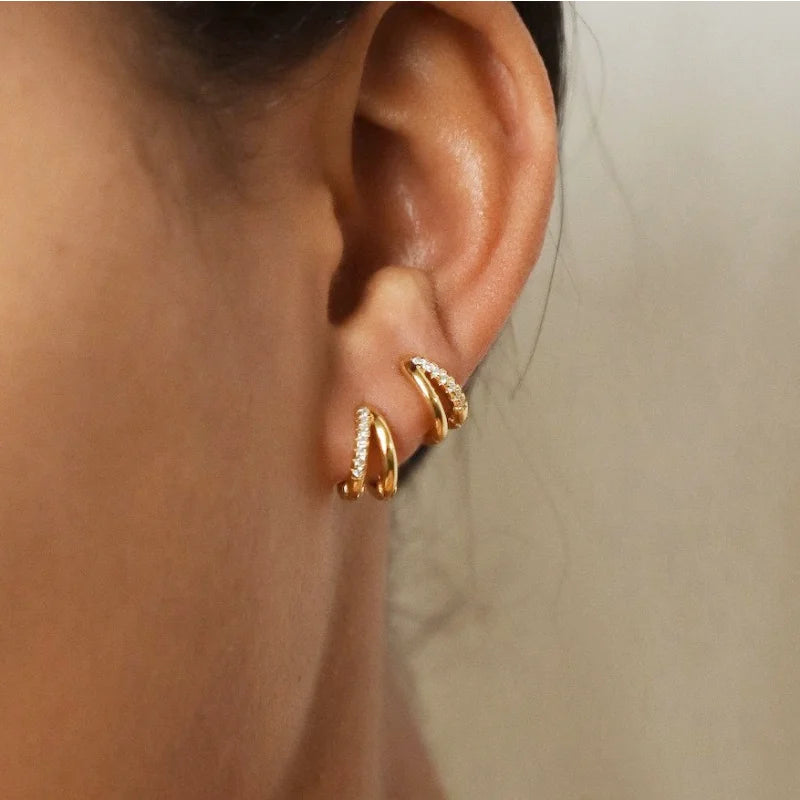 Fashion Stainless Steel Zircon Star Hoops Earrings For Women Vintage Crystal Zirconia Circle Earrings Punk Unisex Rock Jewelry