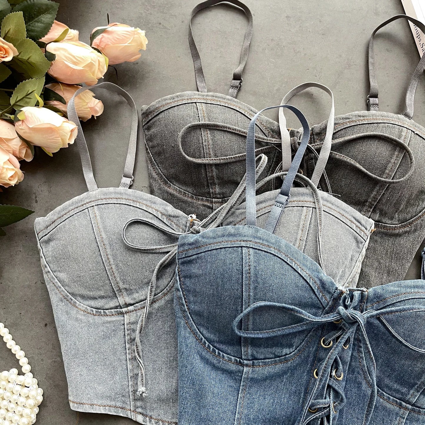 SINGREINY Fashion Women Sexy Denim Camisole Sleeveless Lace Up Skinny Tops 2024 Vintage Backless Elastics Short Streetwear Camis