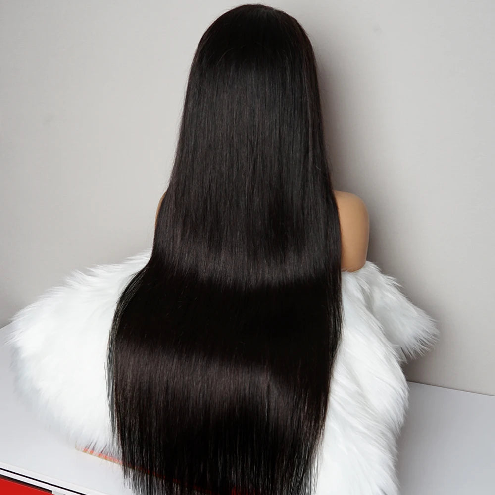 250% 36 inch Straight Lace Front Wig Human Hair Wigs For Women Pre-Plucked Transparent Lace Free Middle Part Natural Black Bobbi
