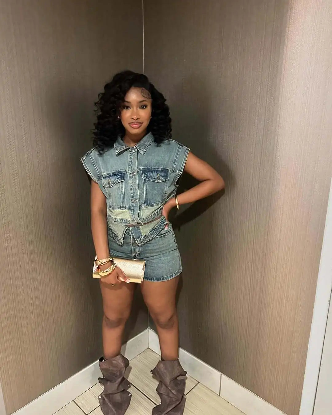 CM.YAYA Fashion Denim Women's Set Short Sleeve Jackets Tops and Shorts Jeans Sets 2025 Summer Two 2 Piece Sets Outfits Tracksuit