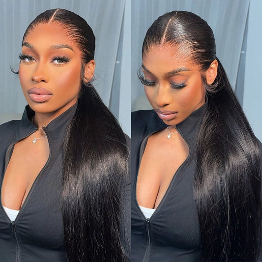 Pre Plucked M-Shaped Hairline Lace Front Human Hair Wigs 13x4 13x6 Transparent Lace Frontal Wig Widow's Peak Raw Vietnamese Hair