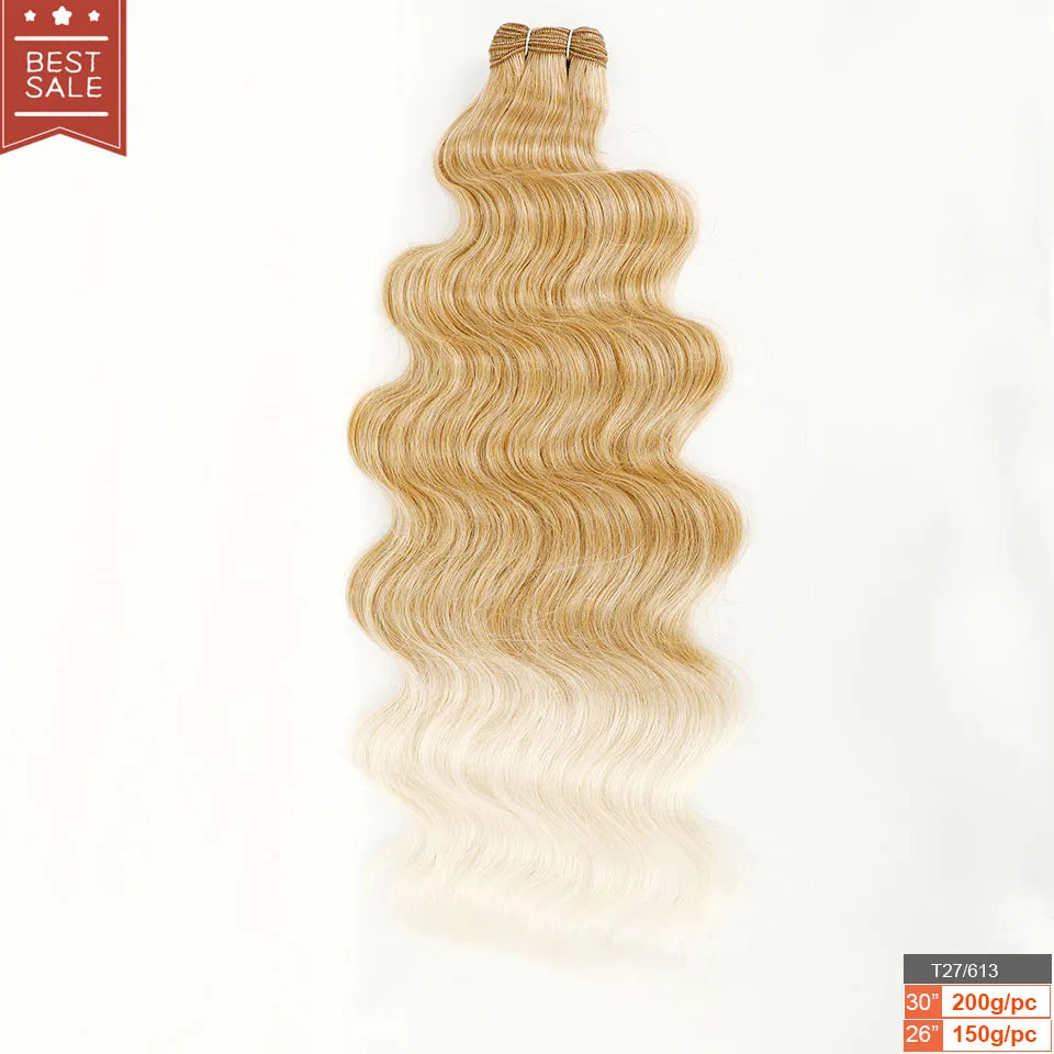 Magicae Brown Body Wave 30Inches 200g Hair Bundles Blond 27/613 White 60# Soft High Synthetic Hair Weave Ombre Gray M888 Hair