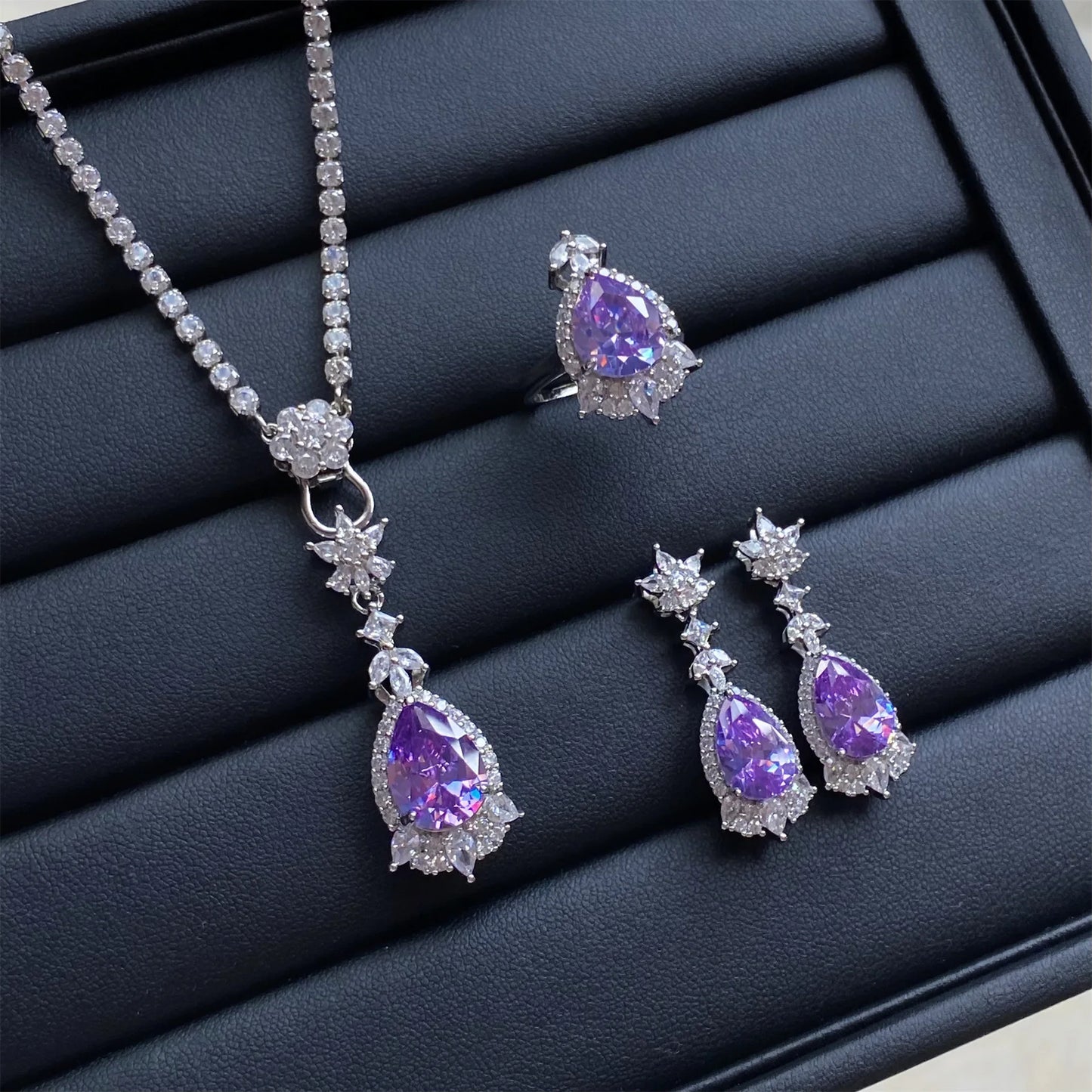 Valuable Lab Jade Diamond Jewelry set 925 Sterling Silver Engagement Wedding Rings Earrings Necklace For Women Bridal Party Gift
