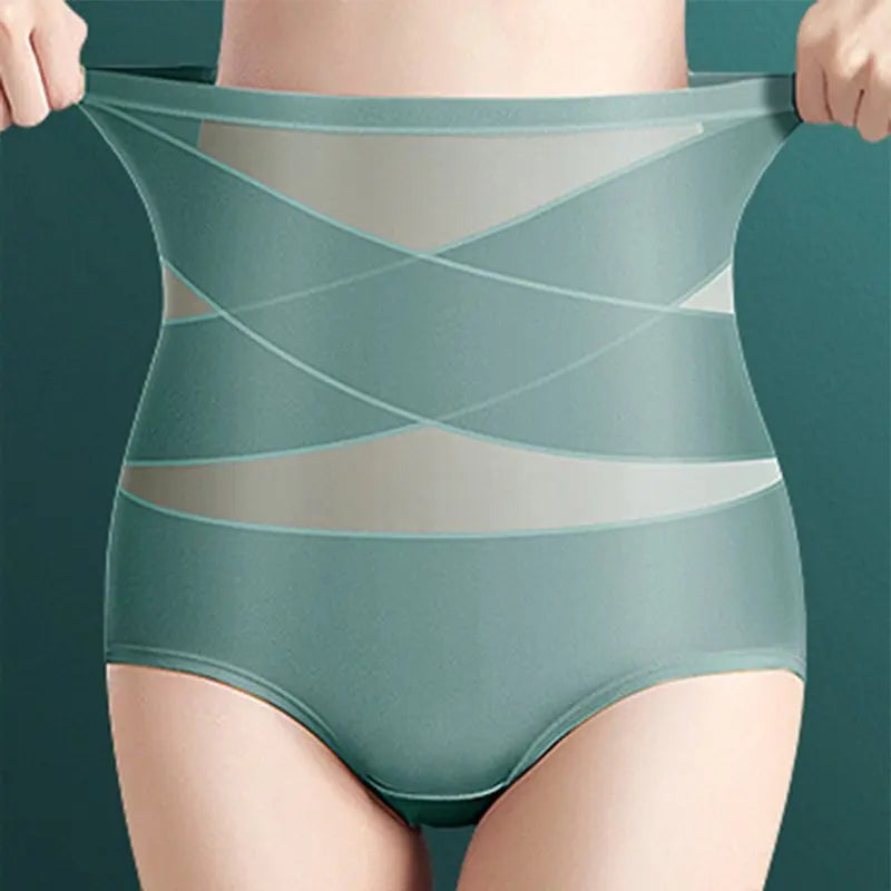 Women's highwaisted postpartum silk pants with abdominal lifting and shaping girdle