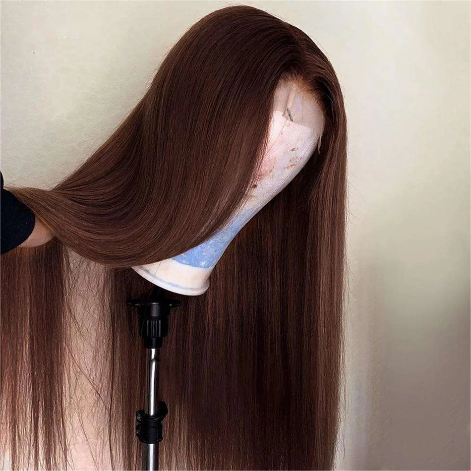 13x4 Chocolate Brown Lace Front Human Hair Wigs For Women 13x6 Transparent Straight Lace Frontal Wigs Colored Human Hair Wigs