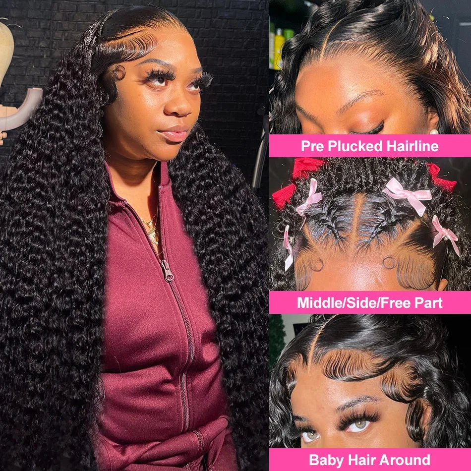 Curly Human Hair Wigs Water Wave Lace Front Wig 13x4 13x6 Lace Frontal Deep Wave Wig 100% Human Hair HD Lace Wigs For Women