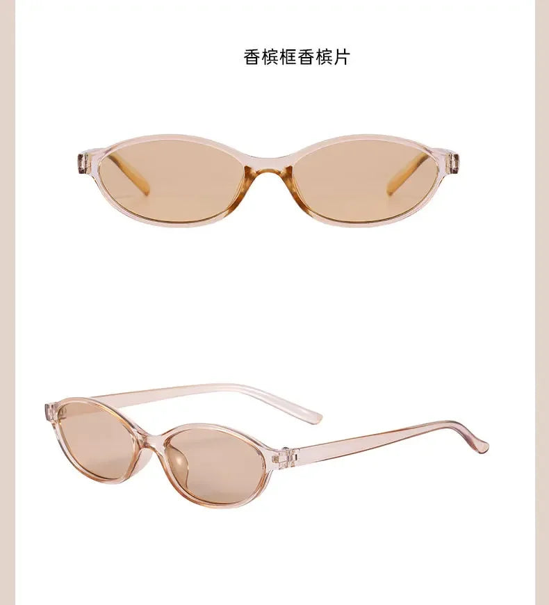 Retro Oval Frame Sunglasses Fashion Personalized Trendy Small Frame Sunglasses Punk Cat Eyes Sunshade Sun Protection Glasses