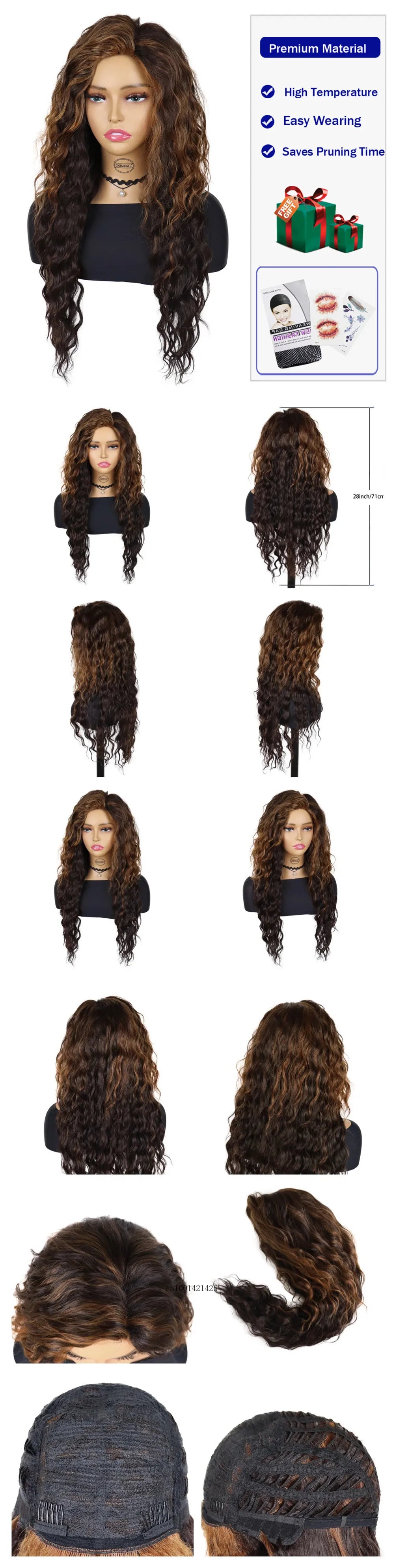 New Ash Blonde Wig Synthetic Long Curly Hair Wigs for Women Fluffy Wave Ombre Wig Costume Carnival Party Regular Cur Wig 26 Inch